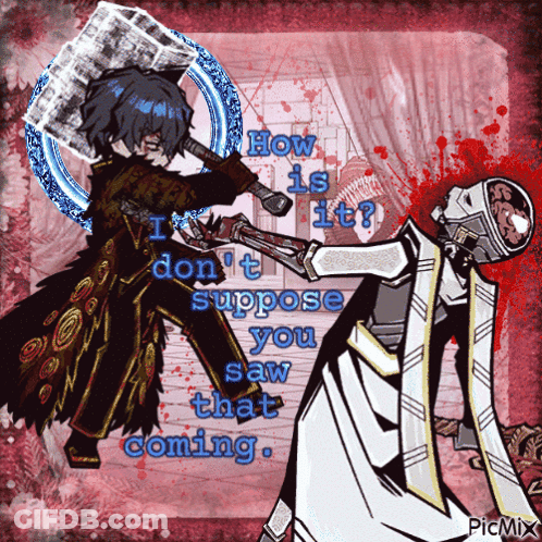 A Cartoon Of A Man Holding A Hammer And Another Man Holding A Gun With The Words How Is It GIF