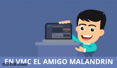 A Cartoon Of A Man Holding A Laptop With The Word Vmc On It GIF