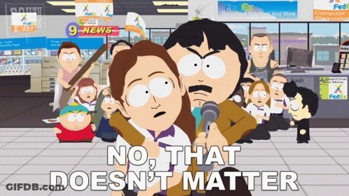 A Cartoon Of A Man Holding A Microphone With The Words " No That Does N't Matter " GIF