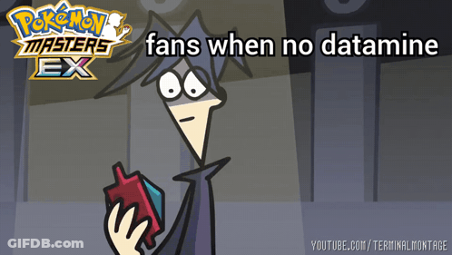 A Cartoon Of A Man Holding A Pokemon Masters Ex Item GIF