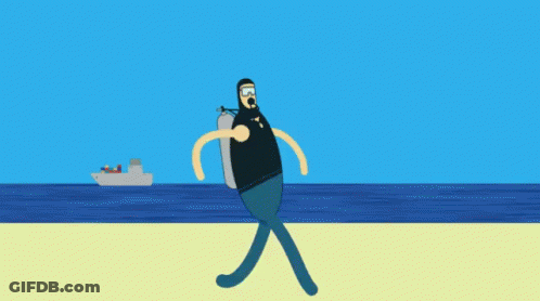A Cartoon Of A Man Holding A Rainbow Colored Umbrella GIF