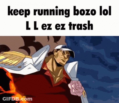 A Cartoon Of A Man Holding A Rose With The Words Keep Running Bozo Lol Ll Ez Ez Trash GIF