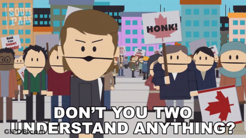 A Cartoon Of A Man Holding A Sign That Reads Honk GIF