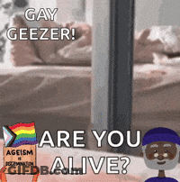 A Cartoon Of A Man Holding A Sign That Says Ageism And Discrimination GIF