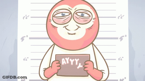 A Cartoon Of A Man Holding A Sign That Says Ayyy GIF