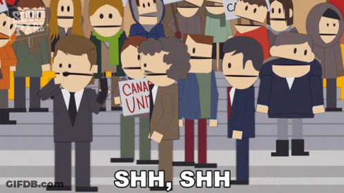 A Cartoon Of A Man Holding A Sign That Says ' Canada Unit ' GIF