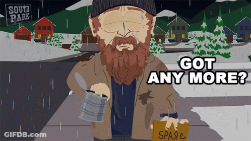 A Cartoon Of A Man Holding A Sign That Says " Spare " GIF