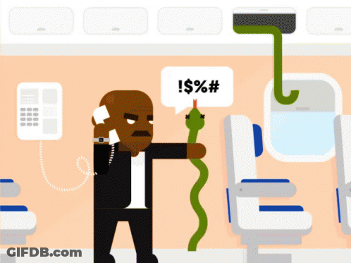 A Cartoon Of A Man Holding A Snake With A Speech Bubble That Says ! $ % # GIF