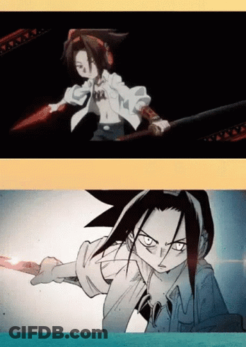A Cartoon Of A Man Holding A Sword And Another Cartoon Of A Man Holding A Sword GIF