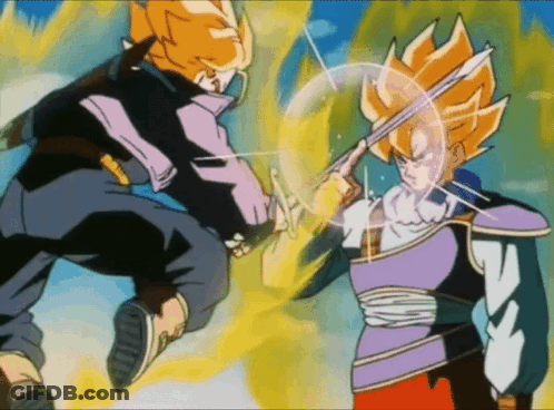A Cartoon Of A Man Holding A Sword And Another Man Holding A Sword GIF