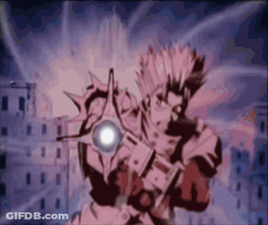 A Cartoon Of A Man Holding A Sword With A Light Coming Out Of It GIF