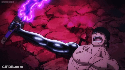 A Cartoon Of A Man Holding A Sword With The Word Animepahe On The Bottom Left GIF