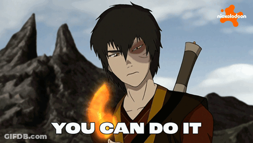 A Cartoon Of A Man Holding A Sword With The Words You Can Do It Below Him GIF