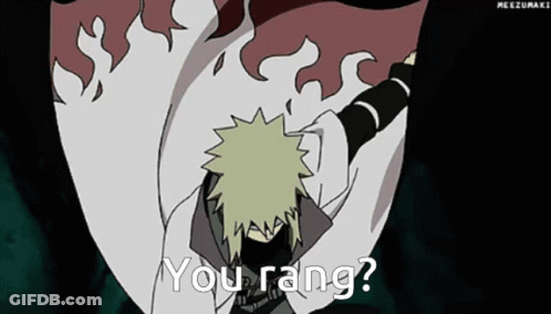 A Cartoon Of A Man Holding A Sword With The Words You Rang Below Him GIF