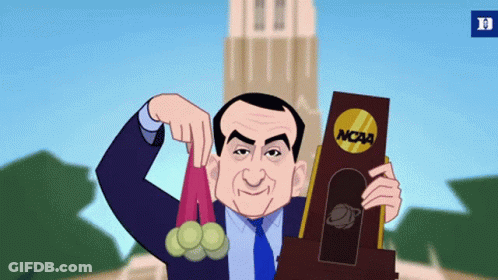 A Cartoon Of A Man Holding A Trophy That Says Ncaa On It GIF