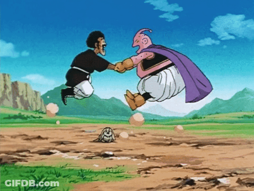 A Cartoon Of A Man Holding Hands With A Purple Cape On GIF