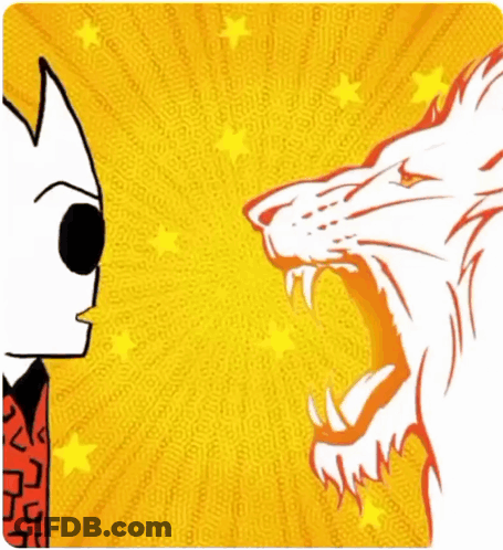 A Cartoon Of A Man Holding His Finger To His Mouth And A Lion With Its Mouth Open Saying Shh GIF