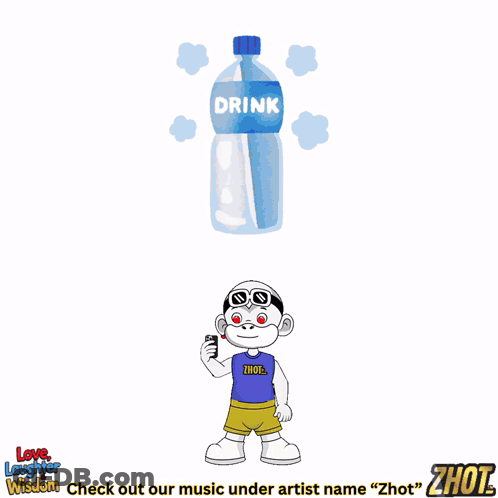 A Cartoon Of A Man Holding Two Broken Hearts And A Bottle Of Drink GIF