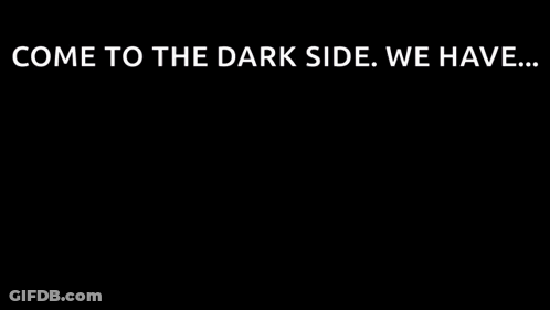 A Cartoon Of A Man Holding Two Cookies With The Words Come To The Dark Side We Have * Cookies * GIF