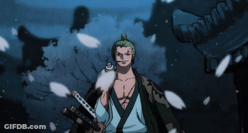 A Cartoon Of A Man Holding Two Swords With A Shadow Of A Building Behind Him GIF