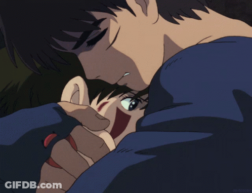 Hugging Man And Girl With Oii Text GIF