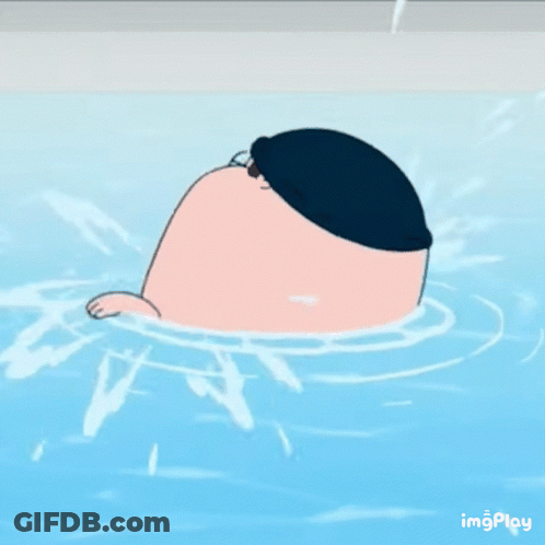 A Cartoon Of A Man In A Bathing Suit Is Swimming In A Pool GIF