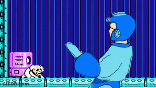 A Cartoon Of A Man In A Blue Helmet Pointing At A Box GIF