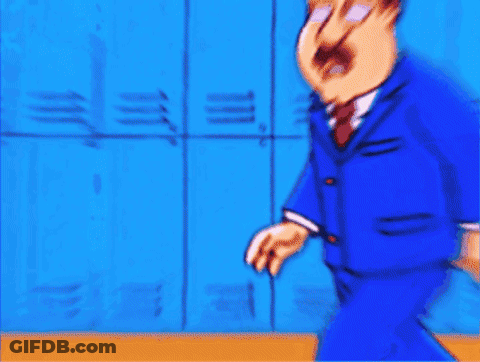 A Cartoon Of A Man In A Blue Suit And Tie Walking With A Boy GIF