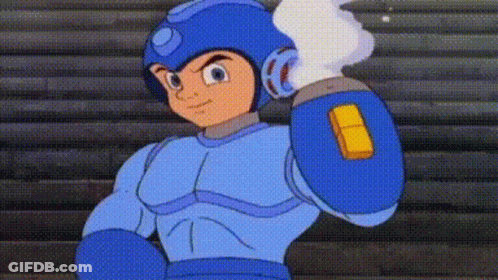 A Cartoon Of A Man In A Blue Superhero Costume Holding A Foam Cannon . GIF