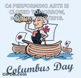 A Cartoon Of A Man In A Boat Looking Through A Telescope GIF
