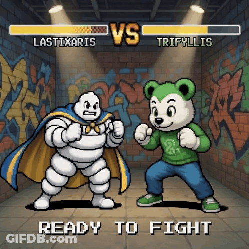 A Cartoon Of A Man In A Cape And A Teddy Bear Ready To Fight GIF