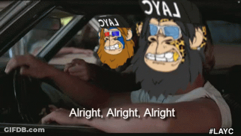 A Cartoon Of A Man In A Car With The Words Alright Alright Alright GIF