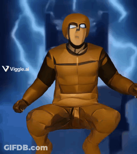 A Cartoon Of A Man In A Costume With The Name Viggle.ai Written Below Him GIF
