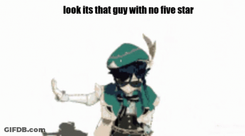 A Cartoon Of A Man In A Green And White Outfit With The Caption `` Look Its That Guy With No Five Star '' GIF