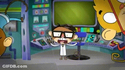 A Cartoon Of A Man In A Lab Coat With Glasses GIF