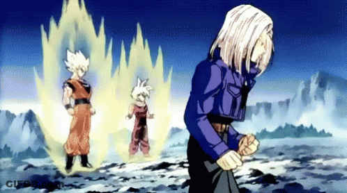 A Cartoon Of A Man In A Purple Jacket Standing In Front Of A Group Of Anime Characters . GIF