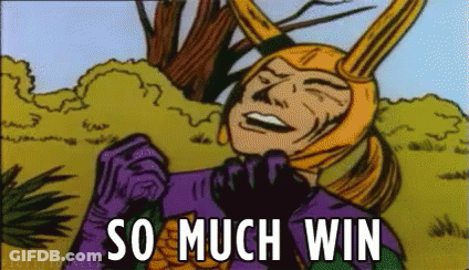Cartoon Man In Purple Superhero Costume Says So Much Win GIF
