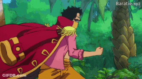 A Cartoon Of A Man In A Red Cape With The Words Baratie Xyz Written Below Him GIF