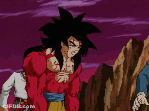 A Cartoon Of A Man In A Red Shirt And A Man In A Blue Suit Standing Next To Each Other GIF