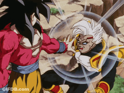 A Cartoon Of A Man In A Red Shirt Fighting Another Man In A Yellow Shirt GIF