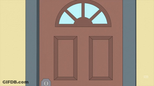 A Cartoon Of A Man In A Suit And Tie Peeking Out Of A Door With A Cbs Logo In The Corner GIF