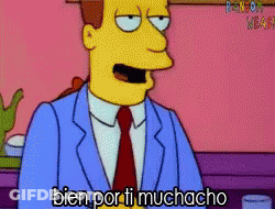 A Cartoon Of A Man In A Suit And Tie Says Bien Por Ti Muchacho GIF