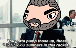 A Cartoon Of A Man In A Suit And Tie Says You Gotta Pump Those Up GIF