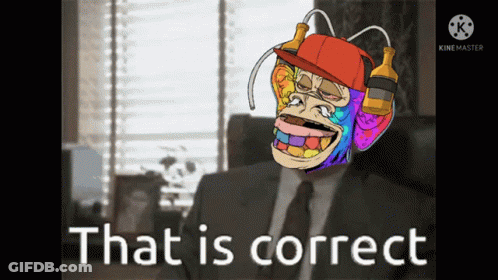 A Cartoon Of A Man In A Suit And Tie With A Bottle On His Head Says That Is Correct GIF