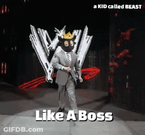 A Cartoon Of A Man In A Suit And Tie With A Crown On His Head Says Like A Boss GIF
