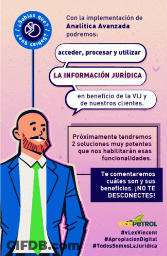 A Cartoon Of A Man In A Suit And Tie With A Speech Bubble Saying " La Informacion Juridica " GIF