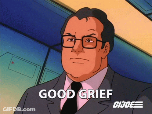 A Cartoon Of A Man In A Suit And Tie With The Words Good Grief Below Him GIF
