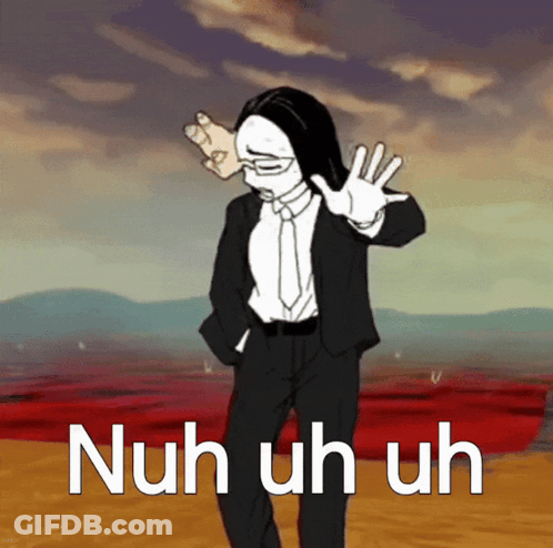A Cartoon Of A Man In A Suit And Tie With The Words Nuh Uh Uh Above Him GIF