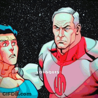 A Cartoon Of A Man In A Superhero Costume With The Word Longquest On The Bottom Right Corner GIF