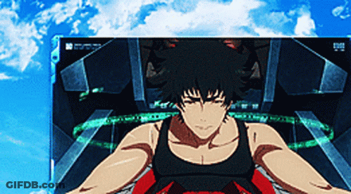 A Cartoon Of A Man In A Tank Top With A Blue Sky Behind Him GIF